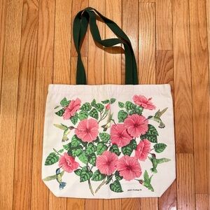 Cream Huummingbird Floral Tote Bag Grannycore clean inside